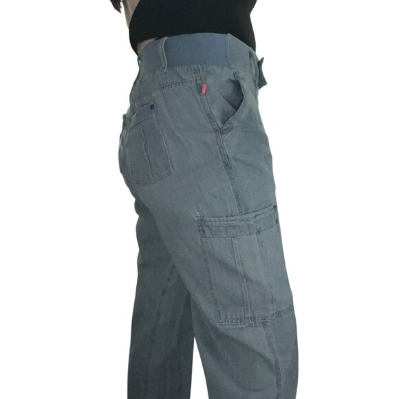 Woman Within NWOT Double Button Front Comfort Waist Cargo Jean Sz 12 Wide Womens - Picture 1 of 16